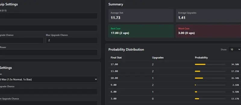 Wax Calculator Interface