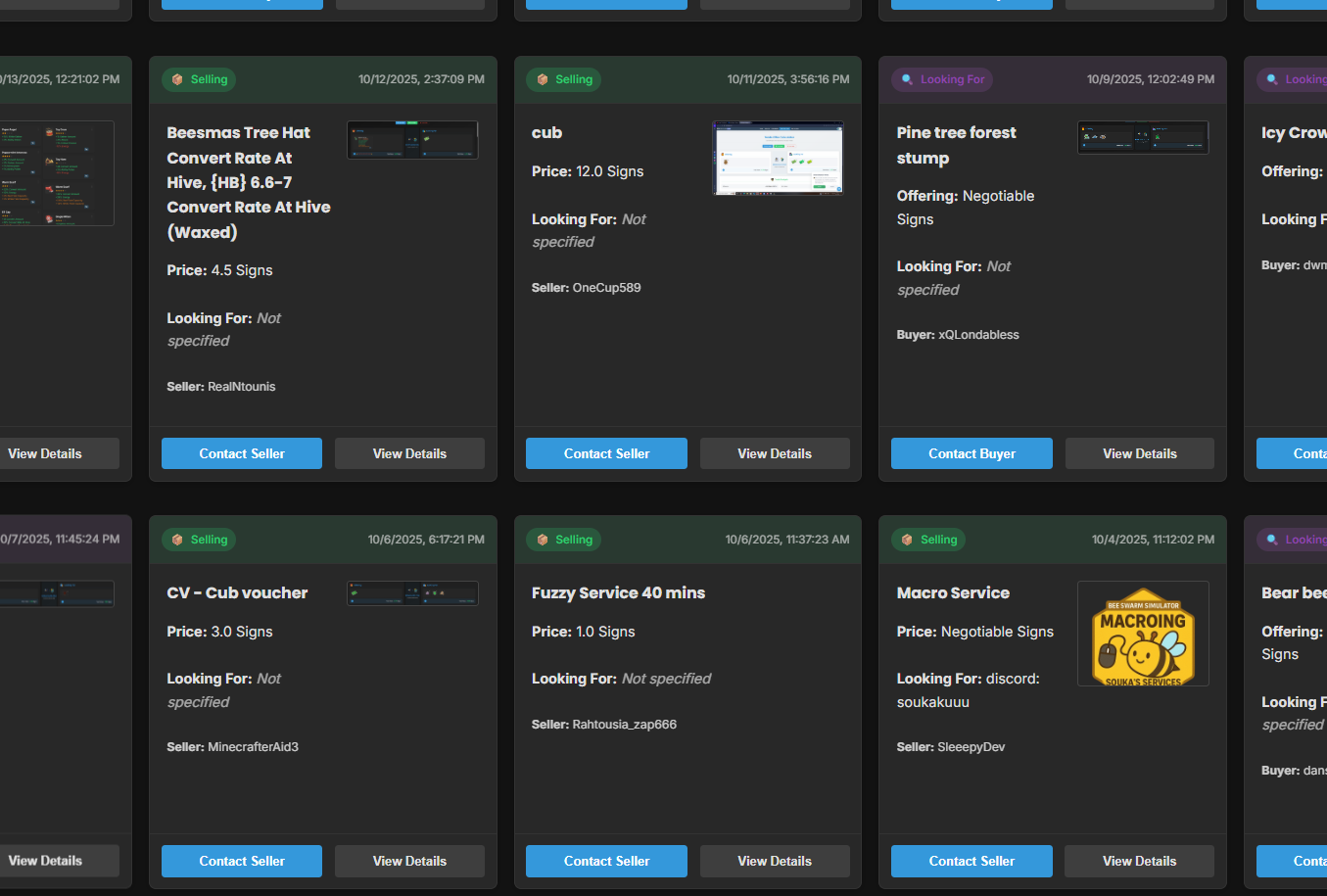 Online Market Interface