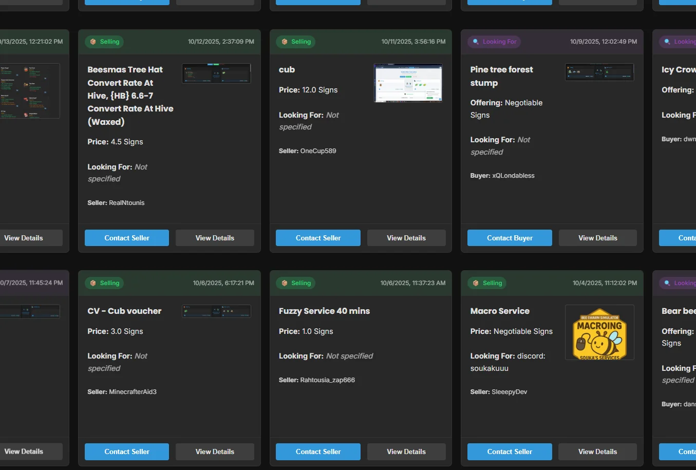 Online Market Interface