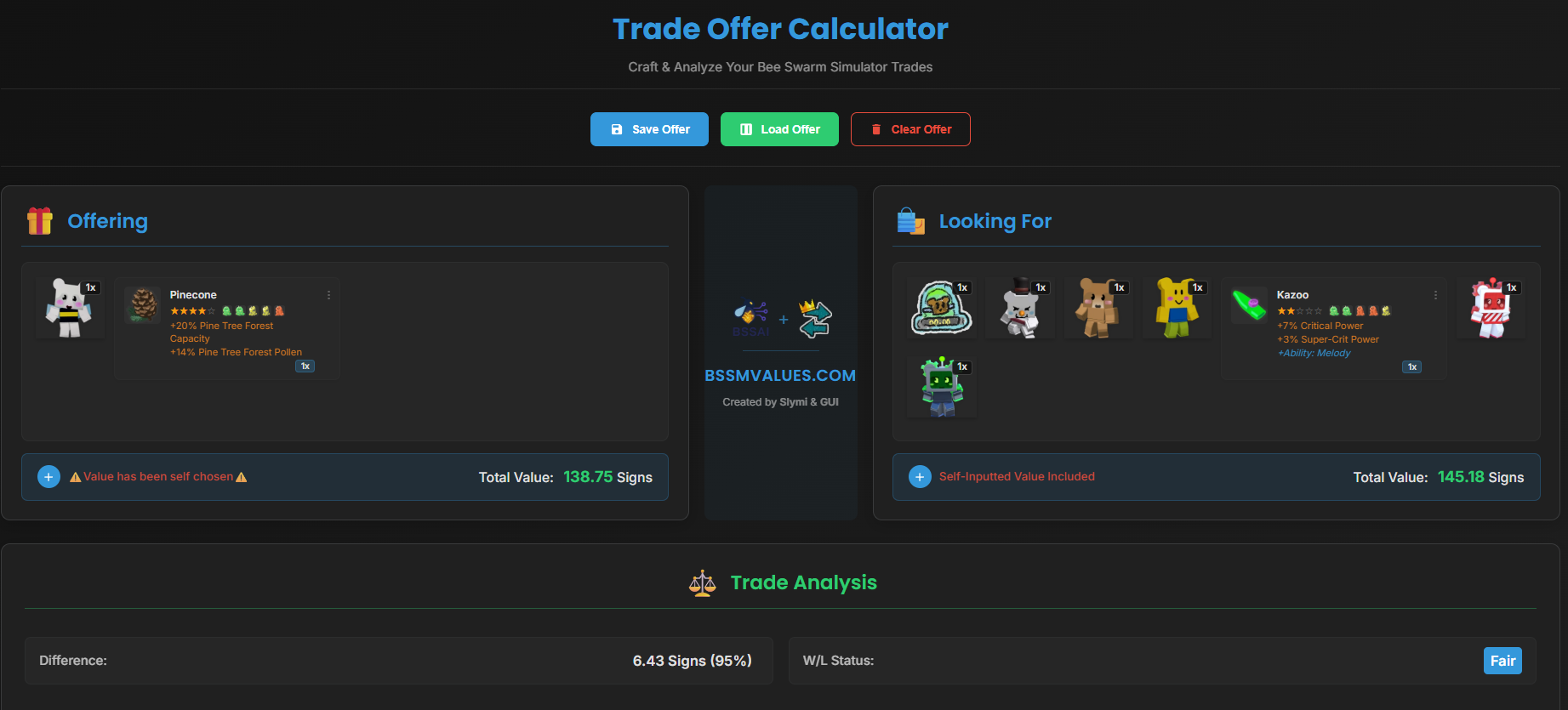 Trade Calculator Interface